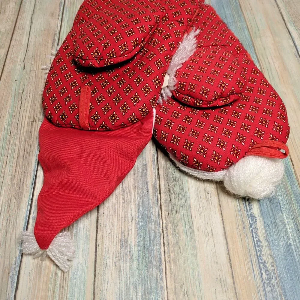 Vintage Santa Mrs Claus Decorative Christmas Potholders Oven Mitts Set of 2